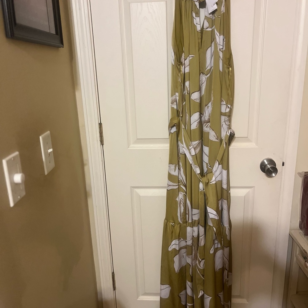 Banana Republic Olive and White Maxi Dress
